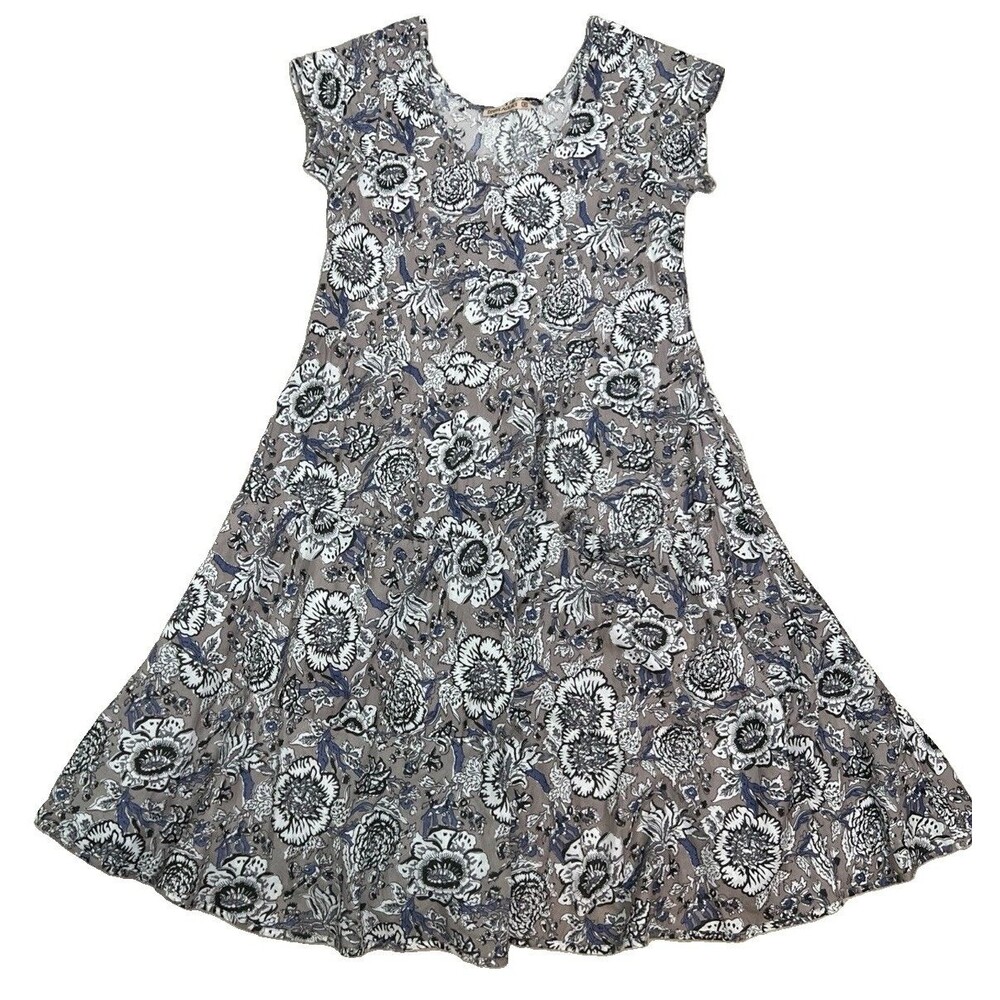 Dress Addict Womens M Neutrals Floral A-Line Pockets Flowy Long Boho Cottagecore
